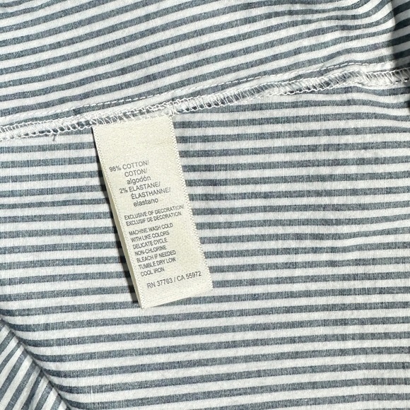 Rafaella Weekend Button Down Shirt XL Blue White Stripe Stretch Cotton Top - Picture 4 of 7